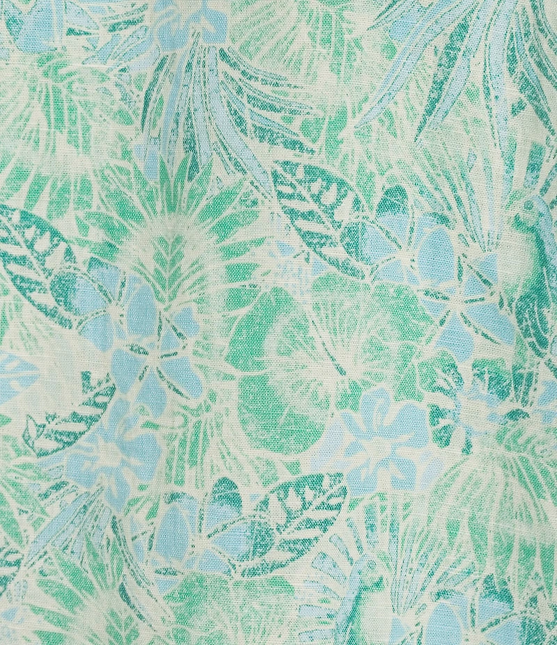 Caribbean Leaf Print Long Sleeve Woven Shirt