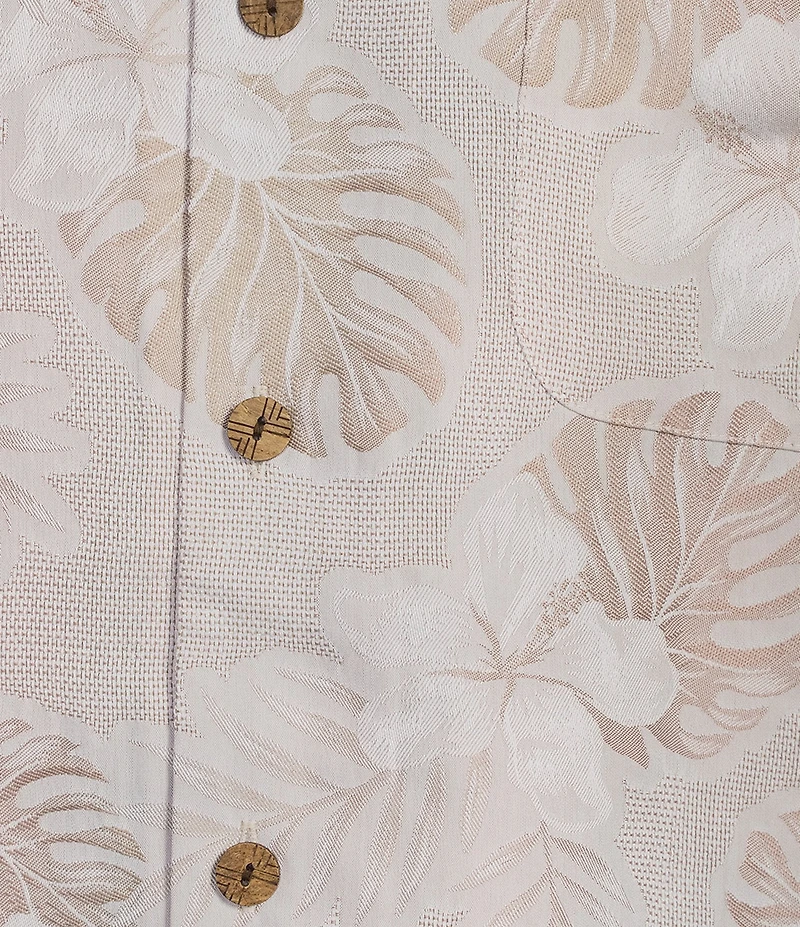 Caribbean Leaf Print Short Sleeve Woven Camp Shirt