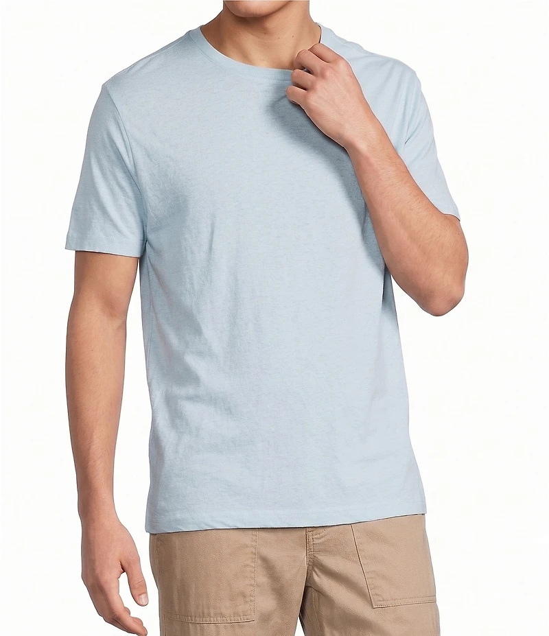 Caribbean Linen Blend Embroidered Short Sleeve T-Shirt