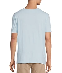 Caribbean Linen Blend Embroidered Short Sleeve T-Shirt