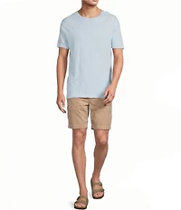 Caribbean Linen Blend Embroidered Short Sleeve T-Shirt