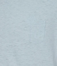 Caribbean Linen Blend Embroidered Short Sleeve T-Shirt
