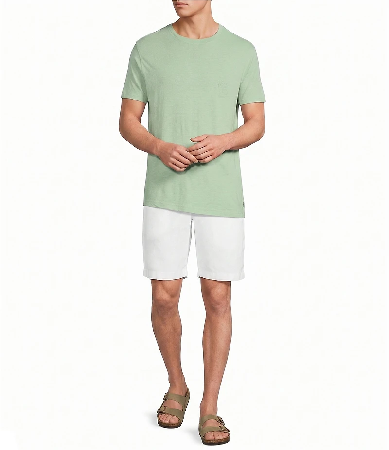 Caribbean Linen Blend Embroidered Short Sleeve T-Shirt