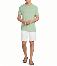Caribbean Linen Blend Embroidered Short Sleeve T-Shirt
