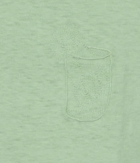 Caribbean Linen Blend Embroidered Short Sleeve T-Shirt