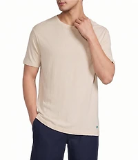 Caribbean Linen Blend Embroidered Short Sleeve T-Shirt