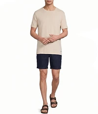Caribbean Linen Blend Embroidered Short Sleeve T-Shirt