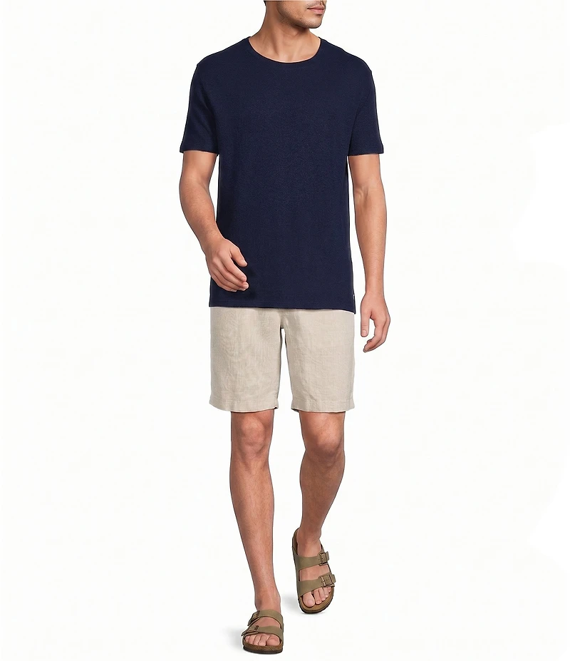 Caribbean Linen Blend Embroidered Short Sleeve T-Shirt