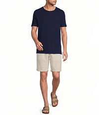 Caribbean Linen Blend Embroidered Short Sleeve T-Shirt