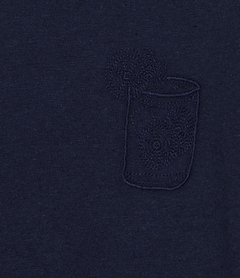 Caribbean Linen Blend Embroidered Short Sleeve T-Shirt