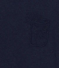 Caribbean Linen Blend Embroidered Short Sleeve T-Shirt