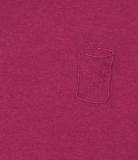 Caribbean Linen Blend Embroidered Short Sleeve T-Shirt