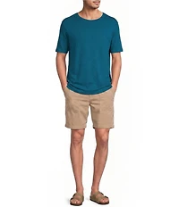 Caribbean Linen Blend Embroidered Short Sleeve T-Shirt