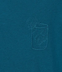 Caribbean Linen Blend Embroidered Short Sleeve T-Shirt