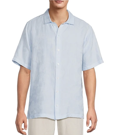 Caribbean Linen Blend Ombre Short Sleeve Woven Shirt