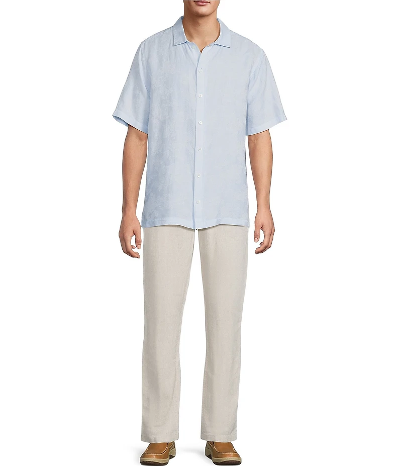 Caribbean Linen Blend Ombre Short Sleeve Woven Shirt