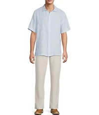 Caribbean Linen Blend Ombre Short Sleeve Woven Shirt