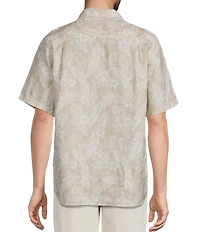 Caribbean Linen Burnout Print Short Sleeve Woven Shirt