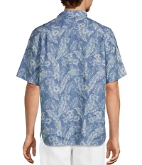 Caribbean Linen Burnout Print Short Sleeve Woven Shirt