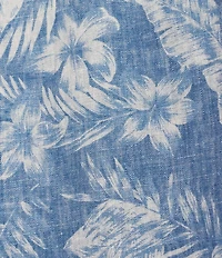 Caribbean Linen Burnout Print Short Sleeve Woven Shirt