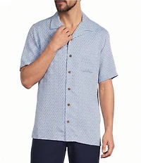 Caribbean Micro Print Short Sleeve Woven Camp Shirt