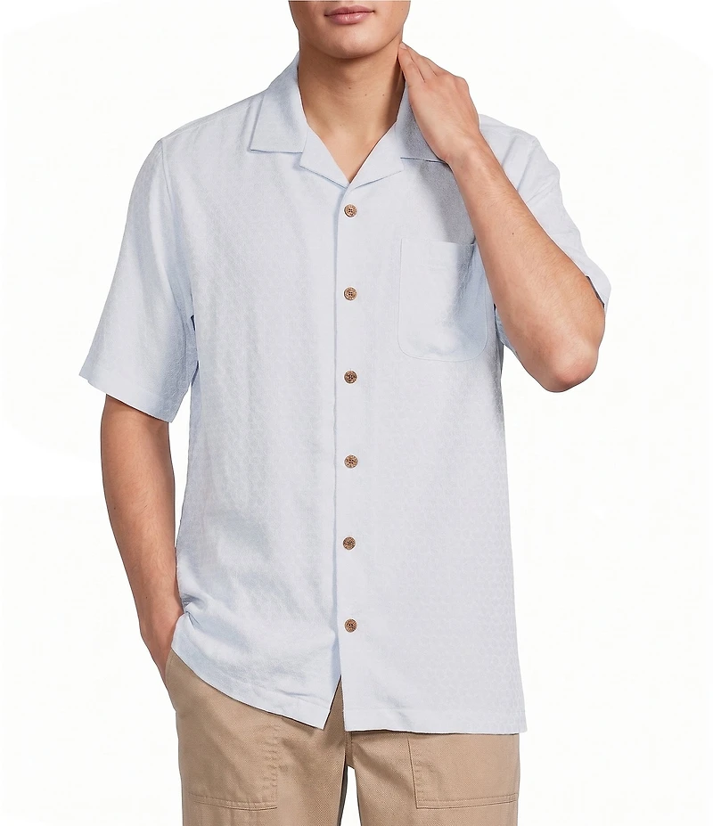 Caribbean Micro Print Short Sleeve Woven Camp Shirt