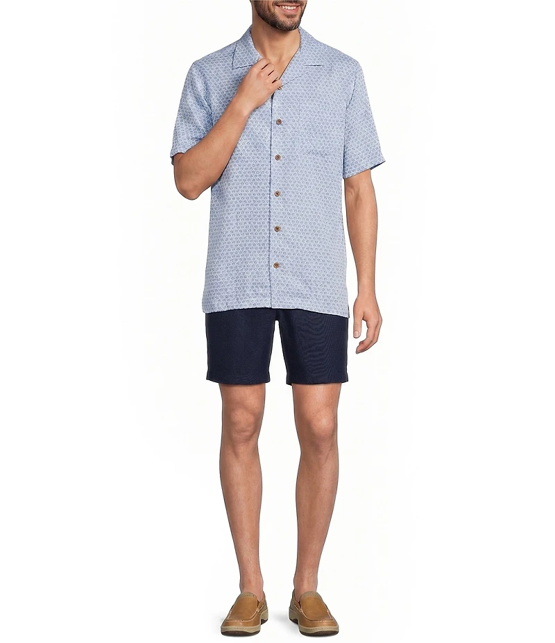 Caribbean Micro Print Short Sleeve Woven Camp Shirt