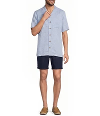 Caribbean Micro Print Short Sleeve Woven Camp Shirt