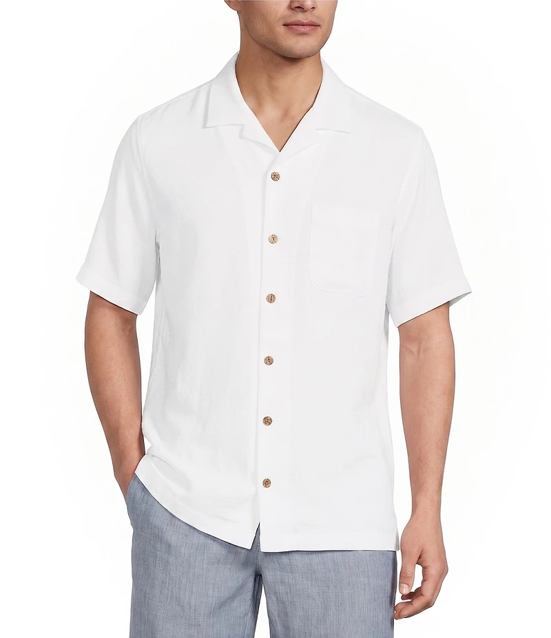 Caribbean Micro Print Short Sleeve Woven Camp Shirt