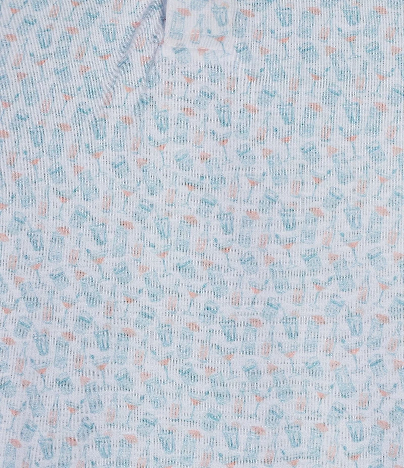 Caribbean Mini Drink Print Short Sleeve Polo Shirt