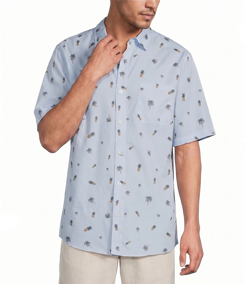 Caribbean Mini Embroidery Short Sleeve Woven Shirt