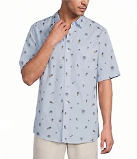 Caribbean Mini Embroidery Short Sleeve Woven Shirt