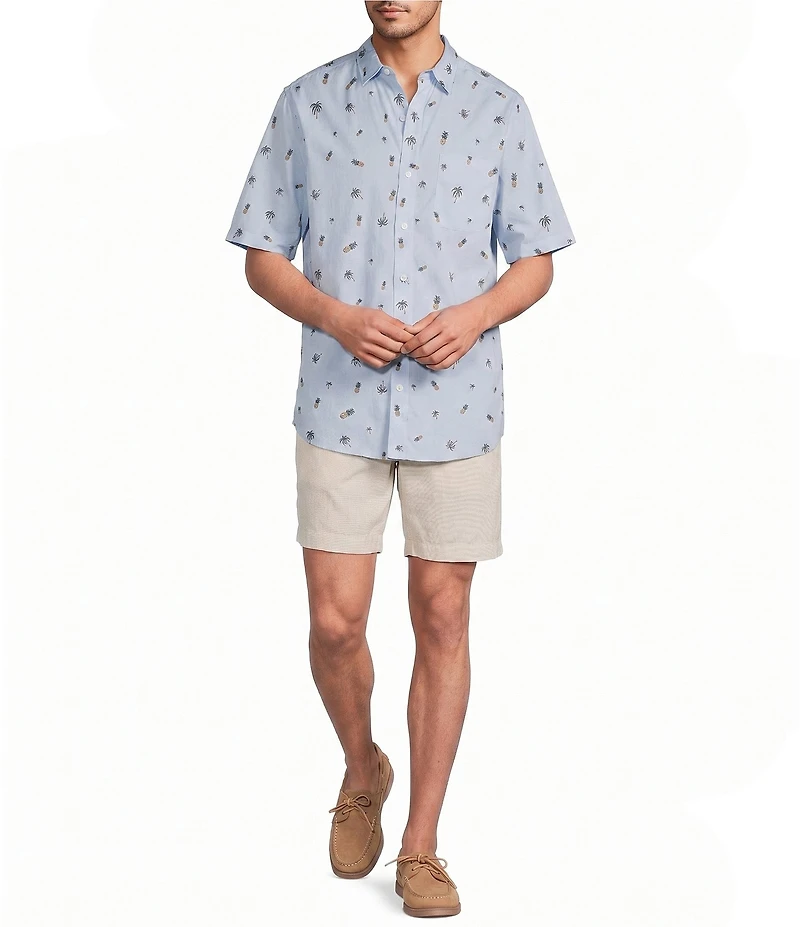 Caribbean Mini Embroidery Short Sleeve Woven Shirt