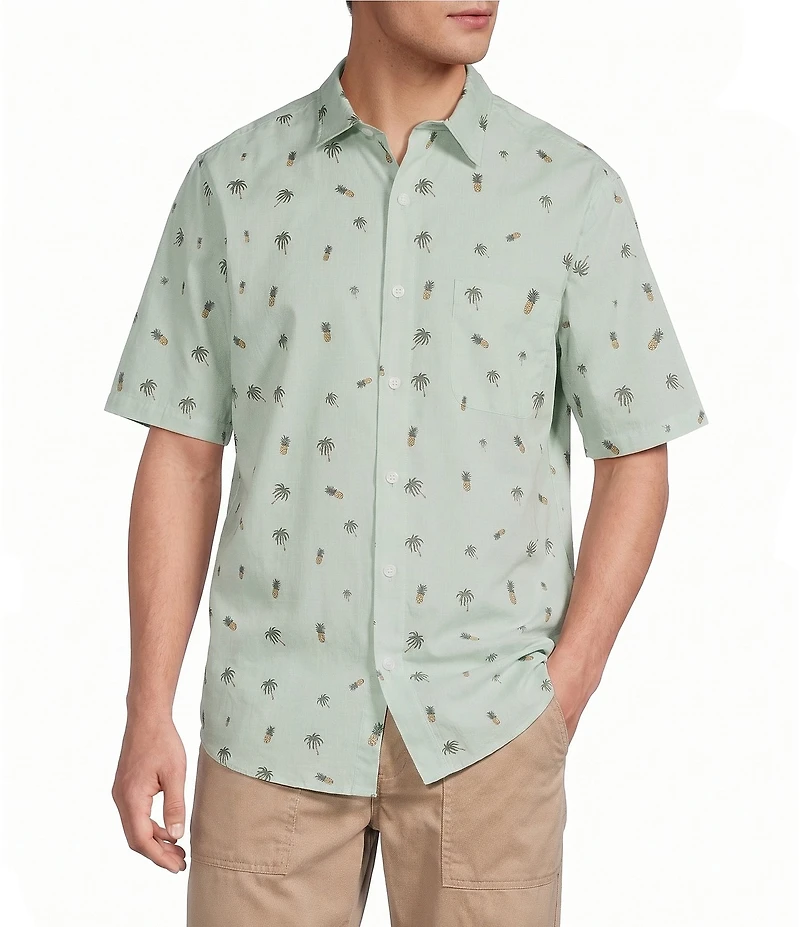 Caribbean Mini Embroidery Short Sleeve Woven Shirt