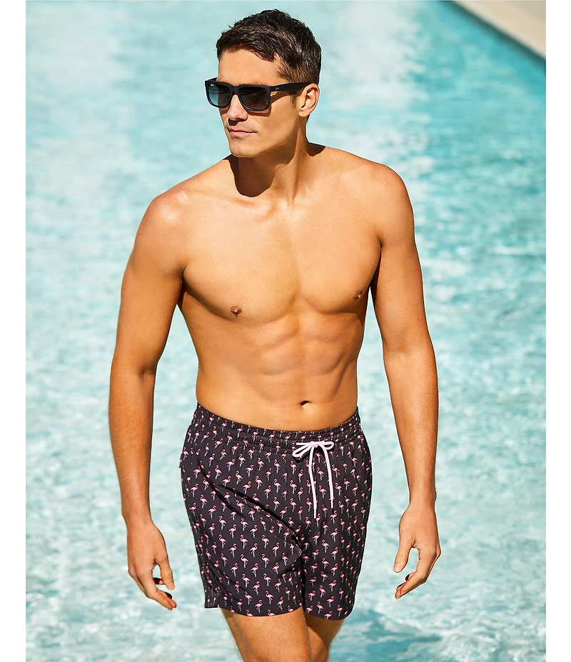 Caribbean Mini Flamingo 5#double; Cabana Swim Trunks