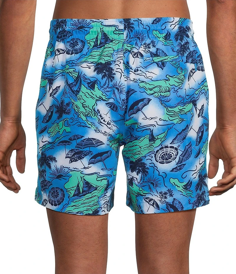 Caribbean Modern Beach 6#double; Inseam Swim Trunks
