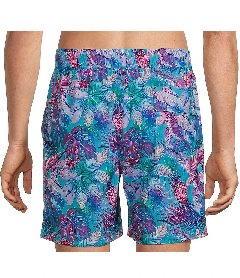 Caribbean Neon Pineapples 6#double; Swim Trunks
