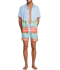 Caribbean Ombre Scenic 6#double; Cabana Swim Trunks