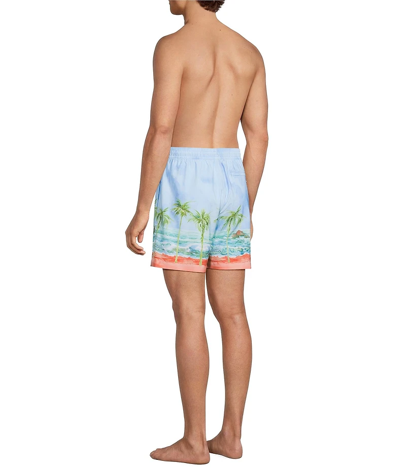 Caribbean Ombre Scenic 6#double; Cabana Swim Trunks