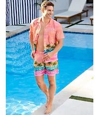 Caribbean Ombre Sunset 6#double; Cabana Swim Trunks