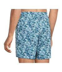 Caribbean Palm Grid 6#double; Inseam Swim Trunks