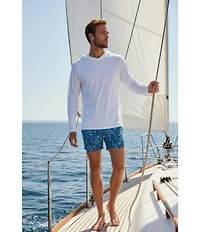 Caribbean Palm Grid 6#double; Inseam Swim Trunks