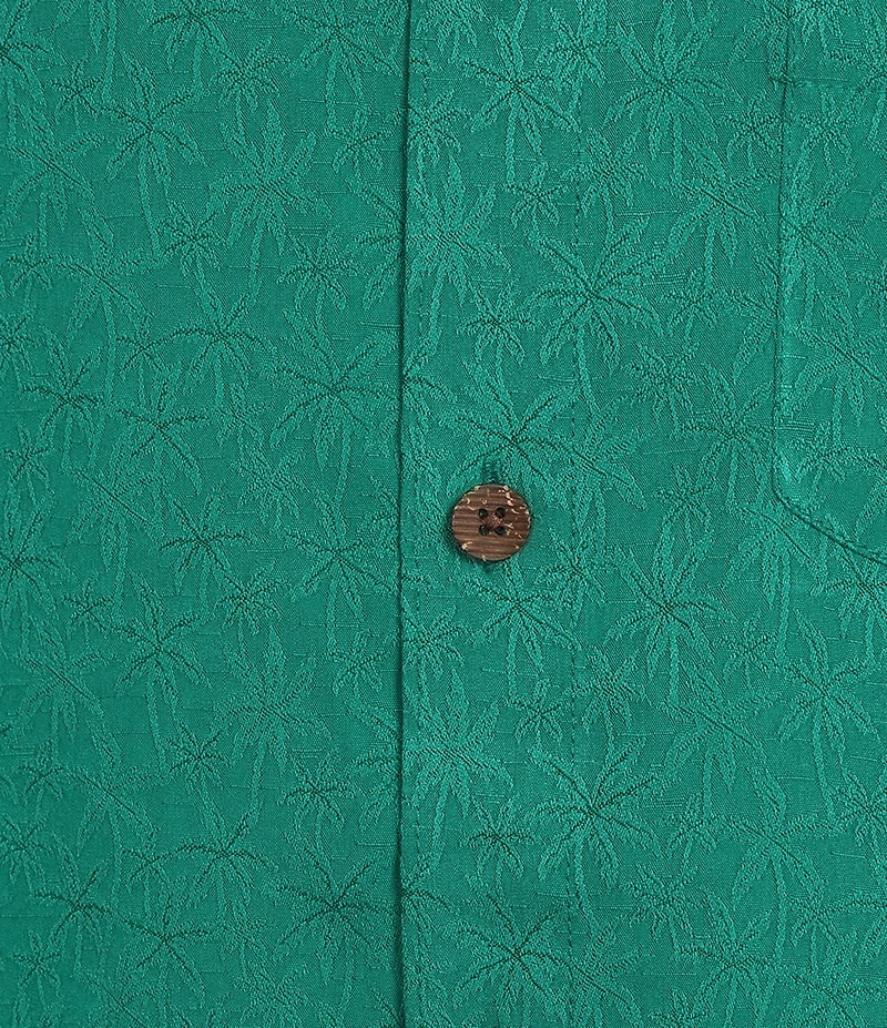Caribbean Palm Paradise Jacquard Solid Short Sleeve Woven Shirt