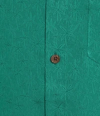 Caribbean Palm Paradise Jacquard Solid Short Sleeve Woven Shirt