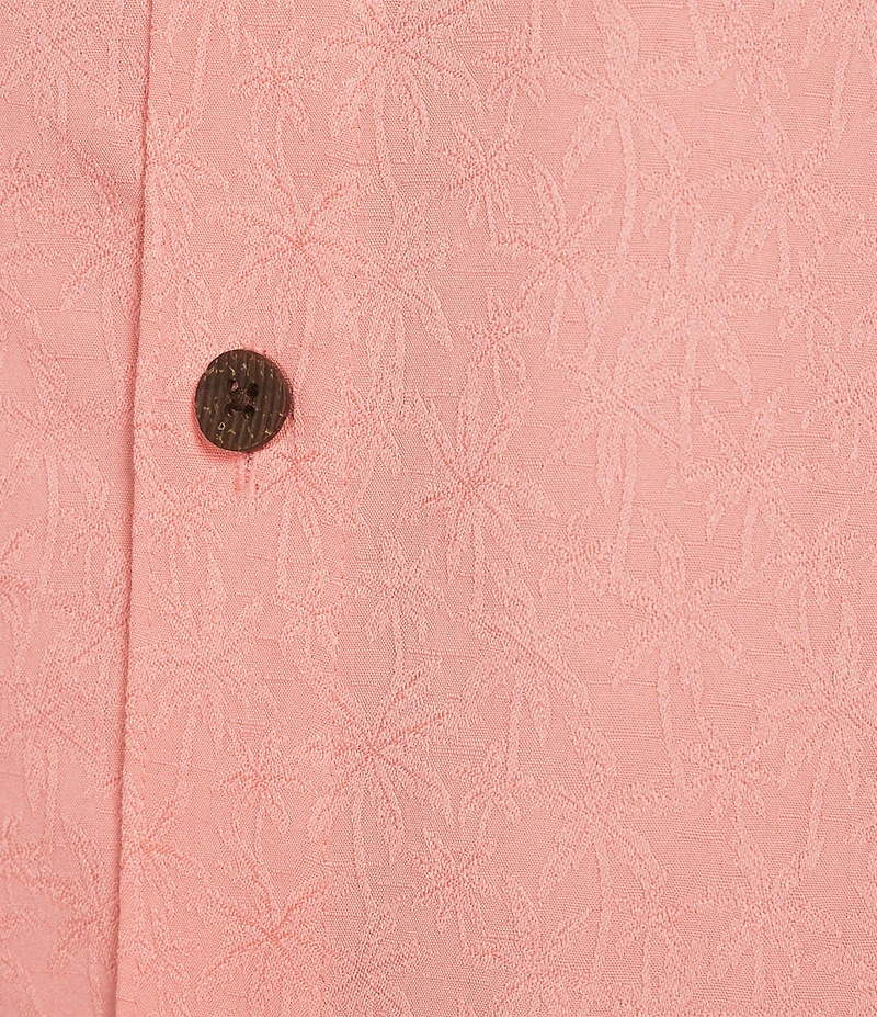 Caribbean Palm Paradise Jacquard Solid Short Sleeve Woven Shirt