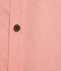 Caribbean Palm Paradise Jacquard Solid Short Sleeve Woven Shirt