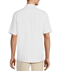 Caribbean Palm Paradise Jacquard Solid Short Sleeve Woven Shirt