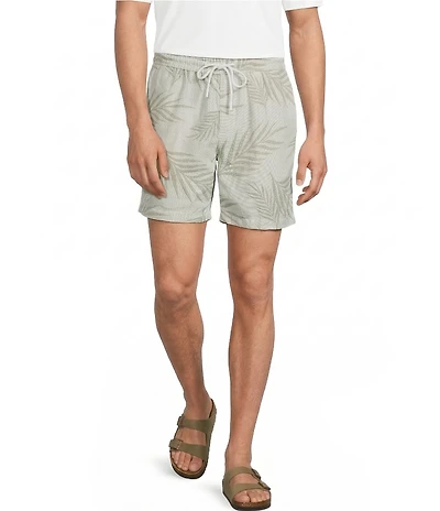 Caribbean Palm Print 7#double; Inseam Shorts