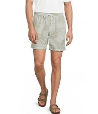 Caribbean Palm Print 7#double; Inseam Shorts