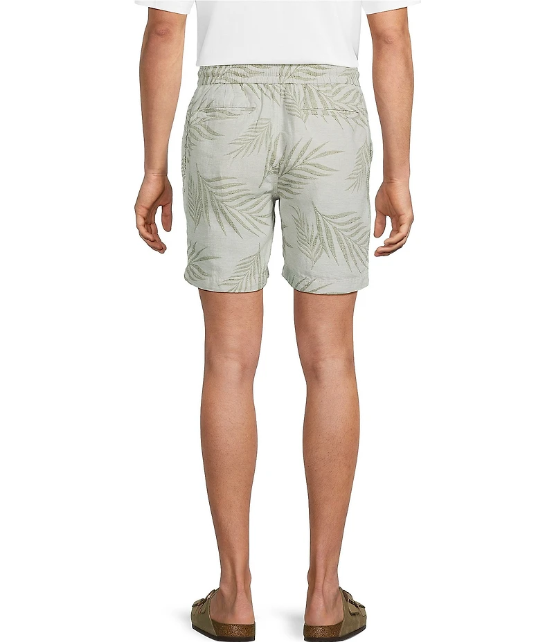 Caribbean Palm Print 7#double; Inseam Shorts